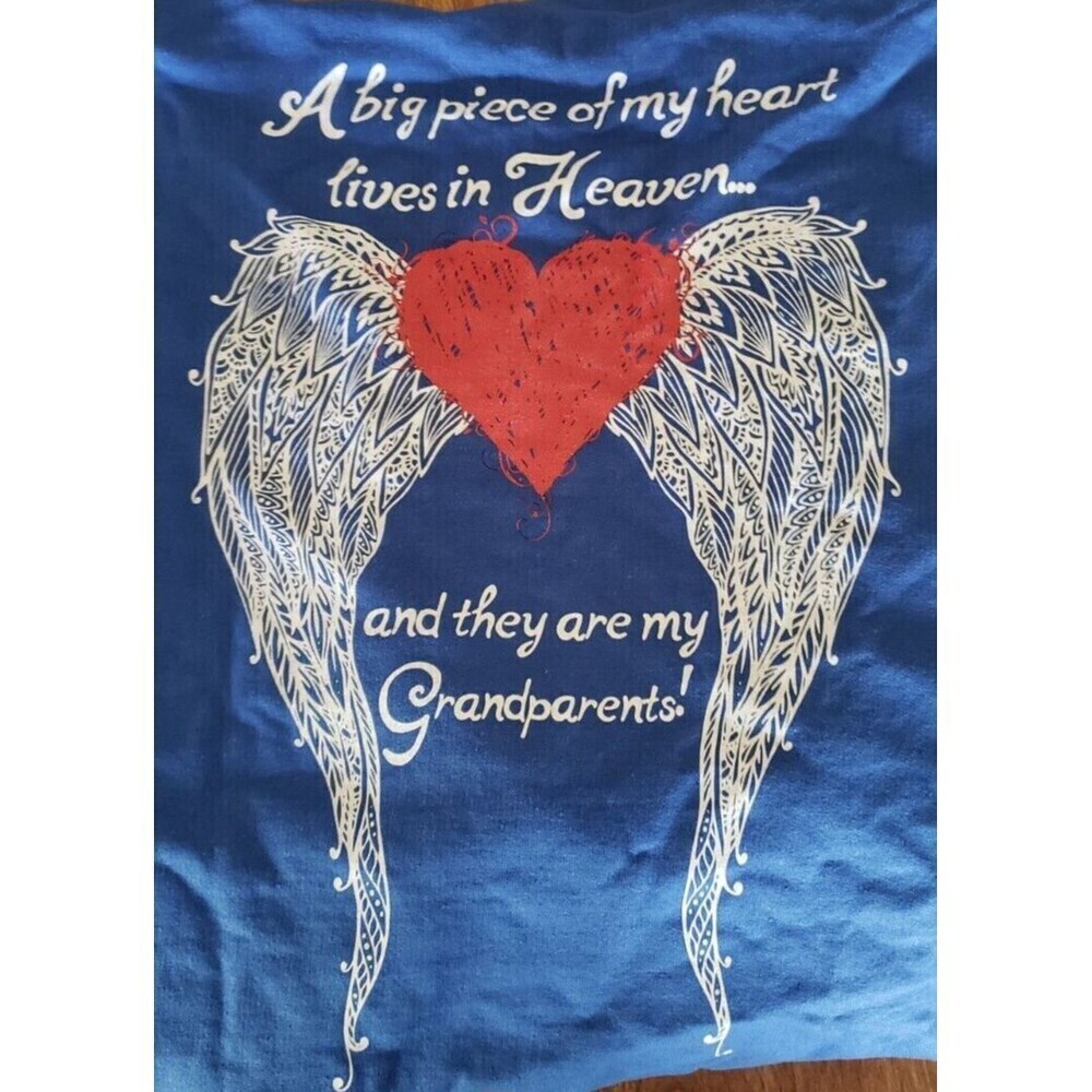 Hoodie Sweatshirt Size L Big Piece of my Heart Grandparents Memorial Royal Blue - Picture 4 of 5